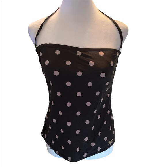 Dkny Other - DKNY Swim Bathing Suit Top only Black with Gray Polka dots Loose Fit Small